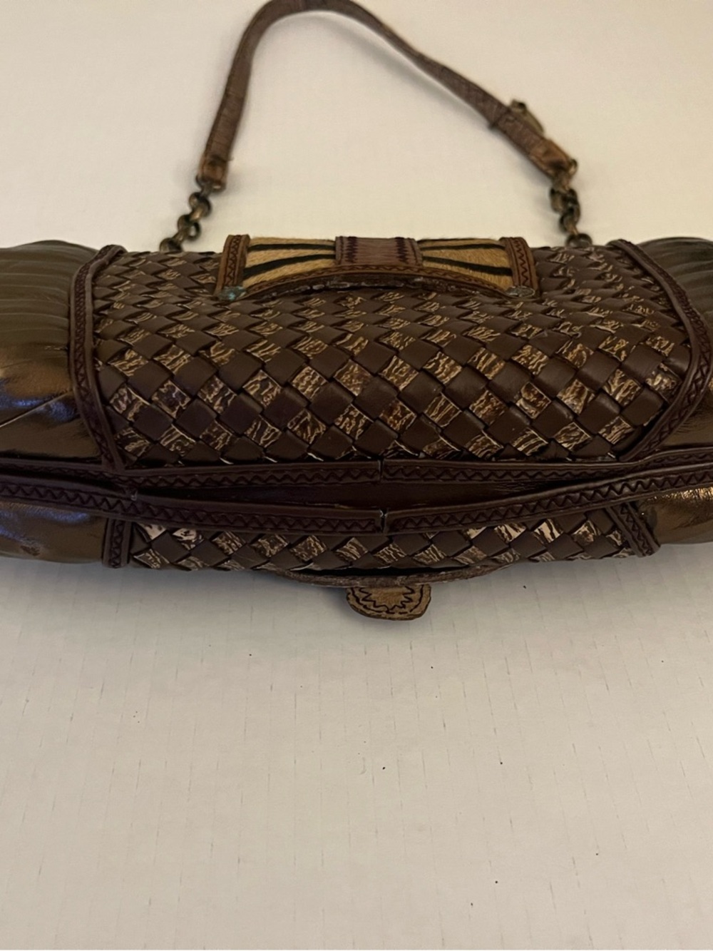 Vintage Mary Frances Brown Embellished Shoulder Bag with Stone Accents - Picture 5 of 11